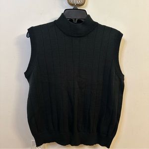 Harve Benard Sport, Black Wool blend Sweater Vest, Size XL, Mock neck Tenniscore